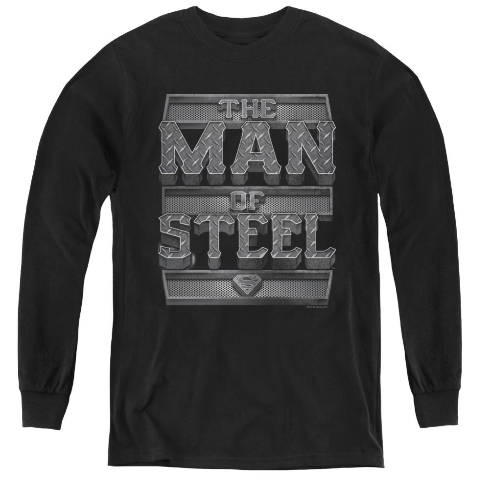 Superman Steel Text Youth LS T