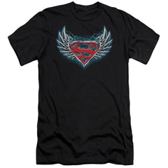 Superman Steel Wings Logo Men's Ultra-Soft 30/1 Cotton Slim SS T
