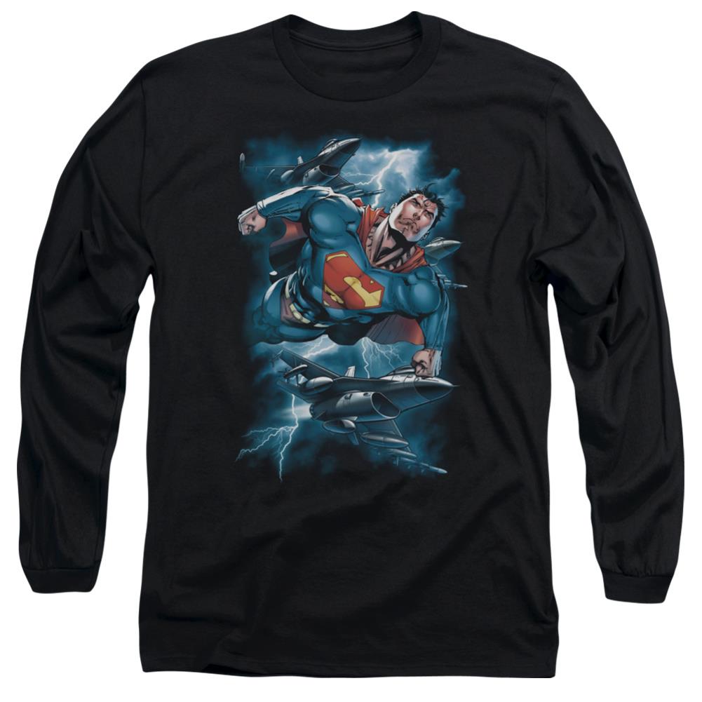 Superman Stormy Flight Men's 18/1 Cotton LS T