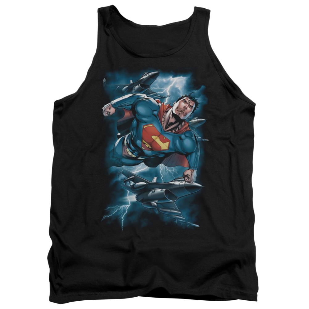 Superman Stormy Flight Men's 18/1 Cotton Tank Top