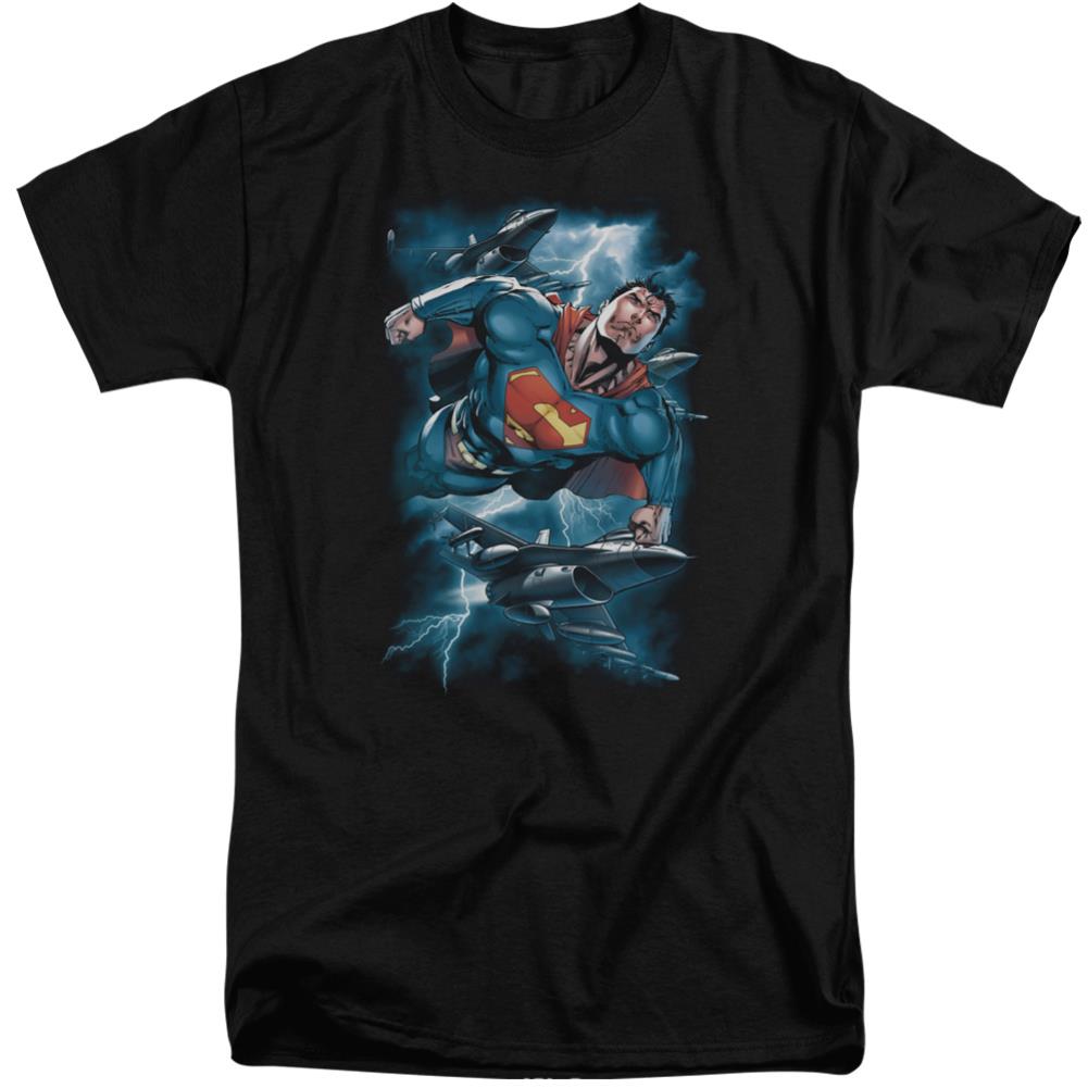 Superman Stormy Flight Men's 18/1 Tall Cotton SS T