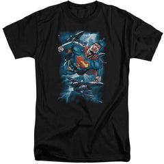 Superman Stormy Flight Men's 18/1 Tall Cotton SS T
