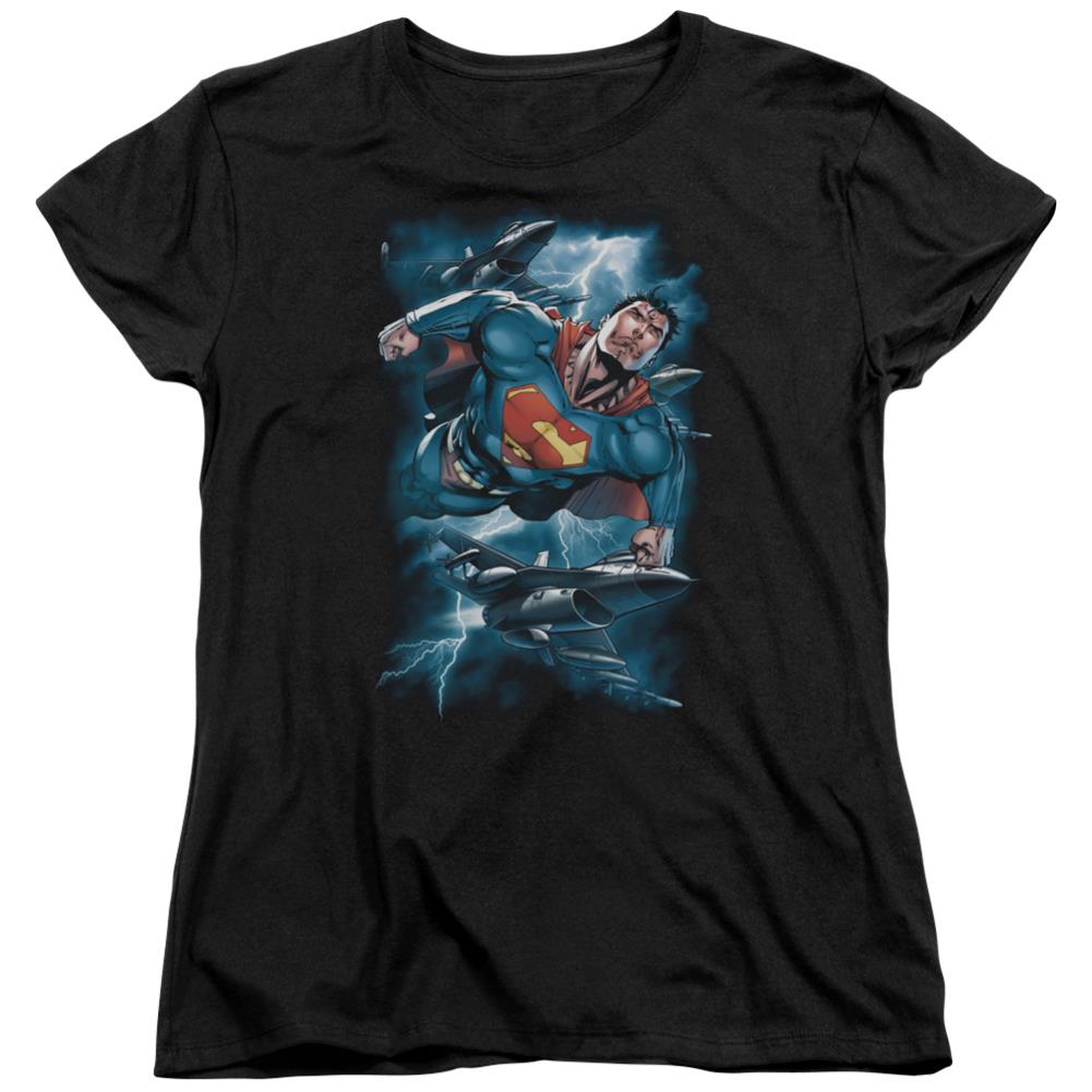 Superman Stormy Flight Women's 18/1 Cotton SS T