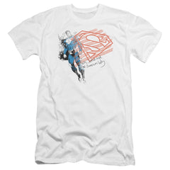Superman Super American Flag Men's Ultra-Soft 30/1 Cotton Slim SS T