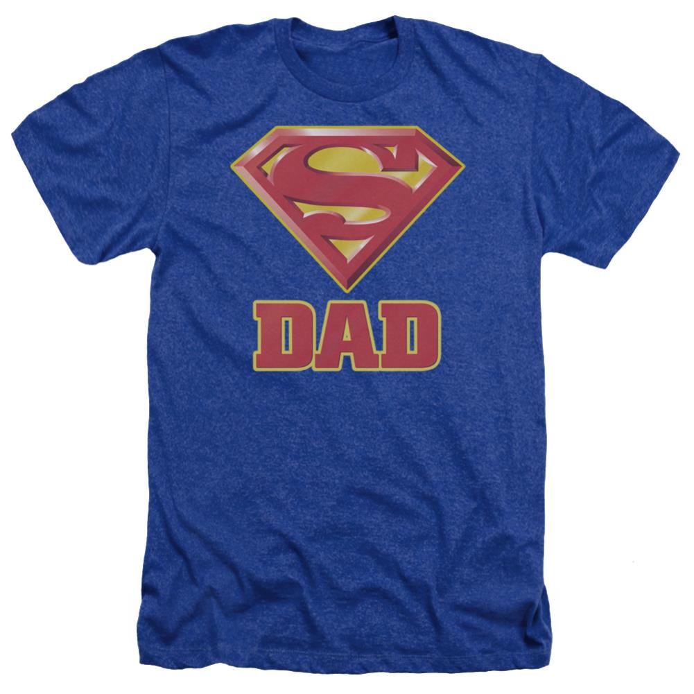 Superman Super Dad Men's 30/1 Heather 60 40 Poly SS T