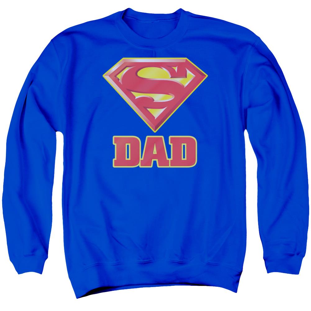 Superman Super Dad Men's Crewneck 50 50 Poly LS T