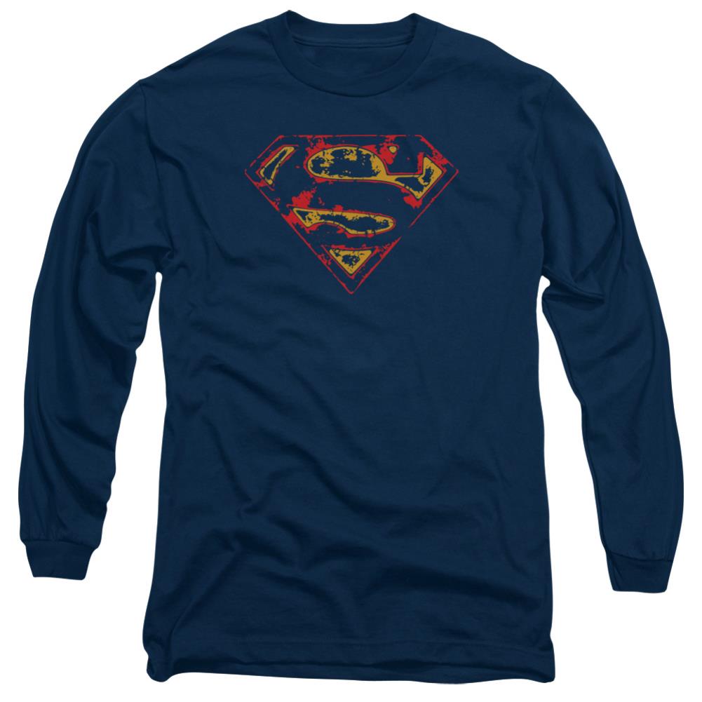 Superman Super Distressed Men's 18/1 Cotton LS T