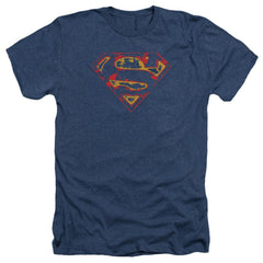 Superman Super Distressed Men's 30/1 Heather 60 40 Poly SS T