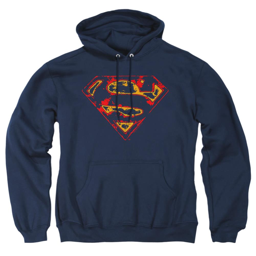 Superman Super Distressed Men's Pull-Over 75 25 Poly Hoodie