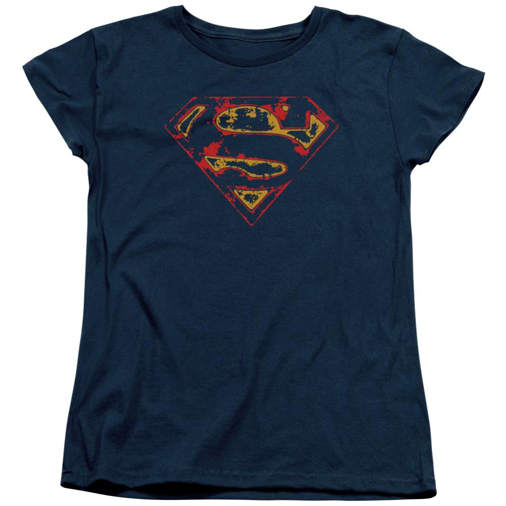 Superman Super Distressed Women's 18/1 Cotton SS T