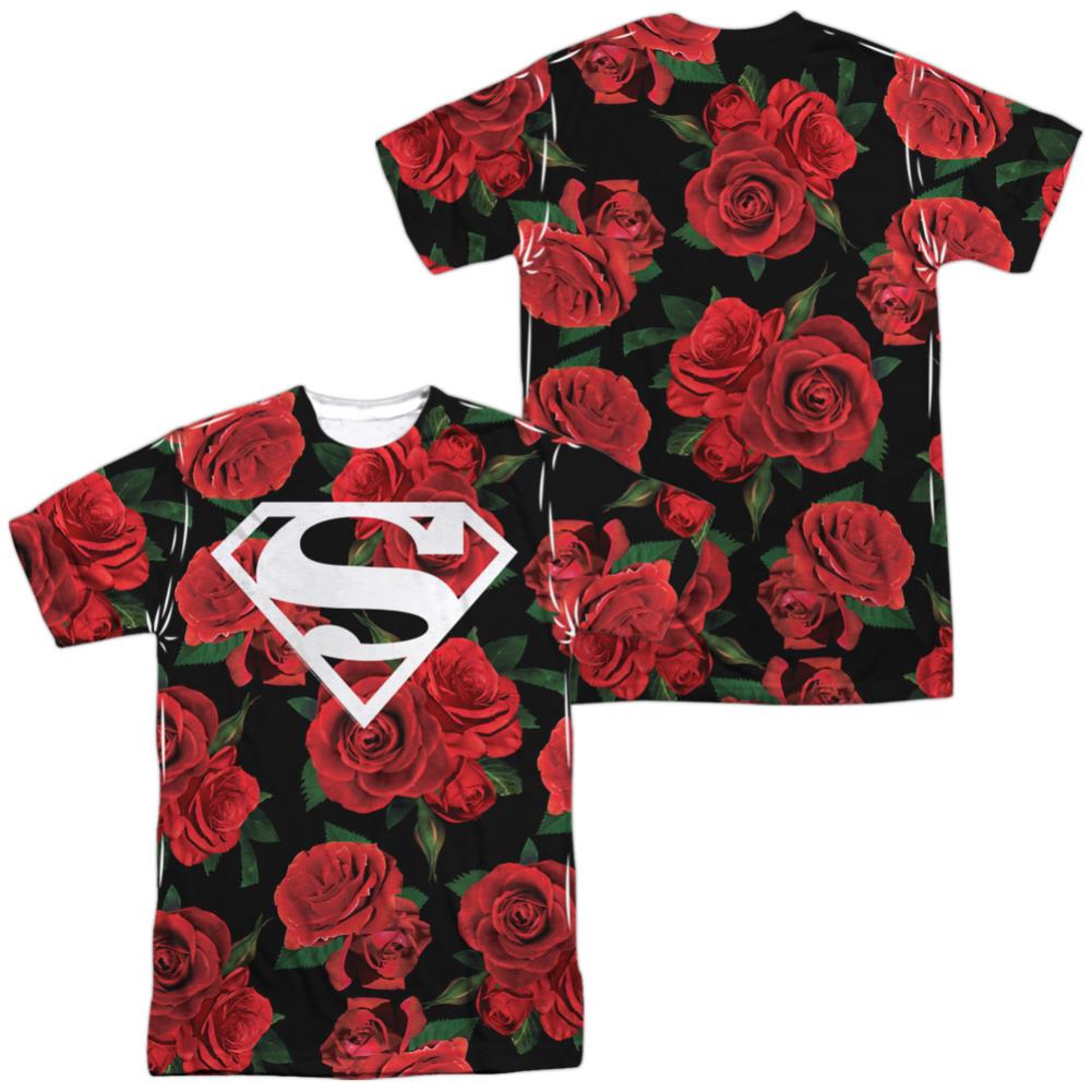 Superman Super Floral (Front/Back Print) Men's Regular Fit Polyester SS T