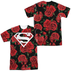 Superman Super Floral (Front/Back Print) Men's Regular Fit Polyester SS T