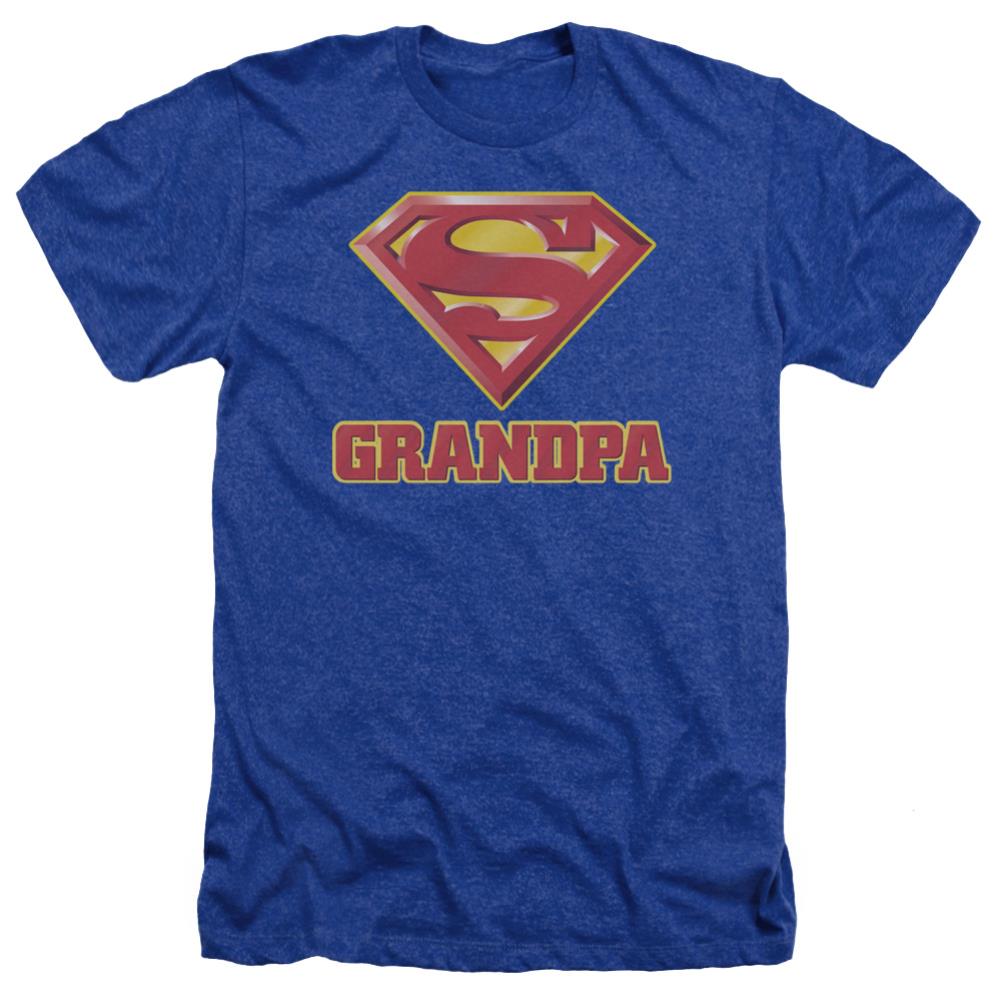 Superman Super Grandpa Men's 30/1 Heather 60 40 Poly SS T