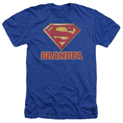 Superman Super Grandpa Men's 30/1 Heather 60 40 Poly SS T