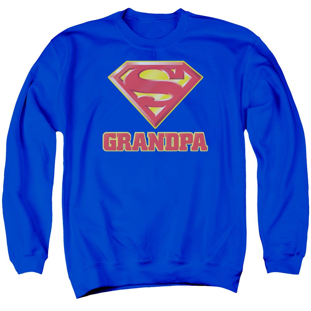 Superman Super Grandpa Men's Crewneck 50 50 Poly LS T