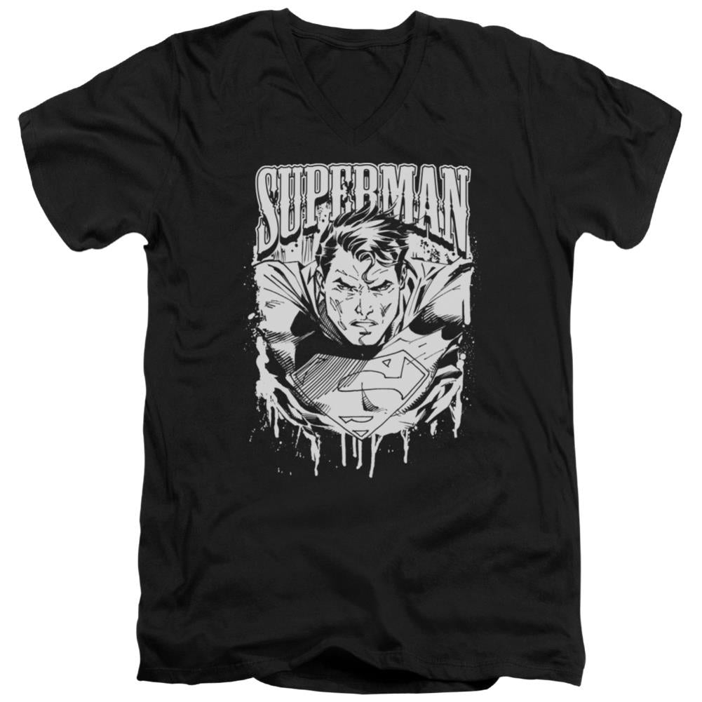 Superman Super Metal Men's 30/1 Cotton Slim V-Neck T