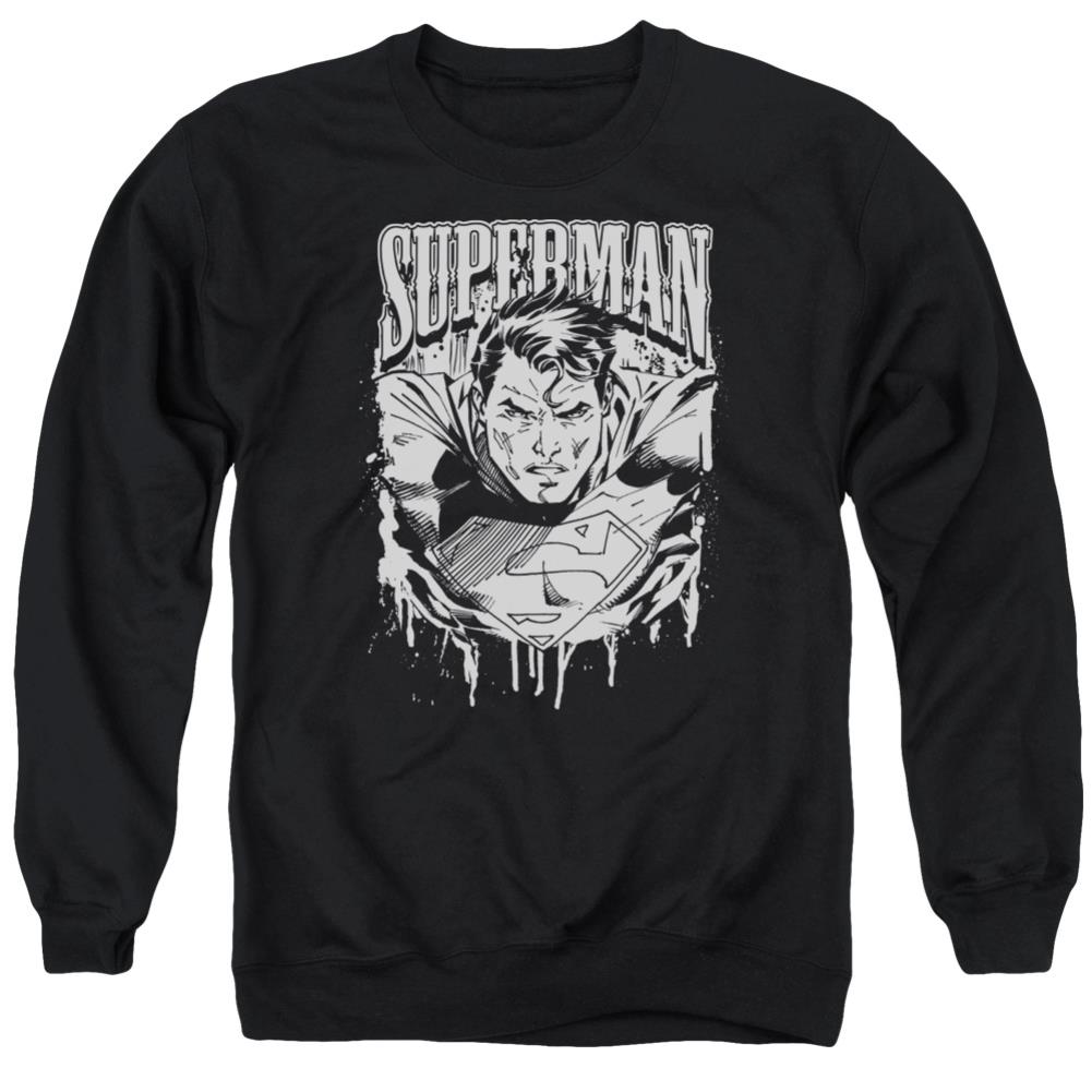 Superman Super Metal Men's Crewneck 50 50 Poly LS T