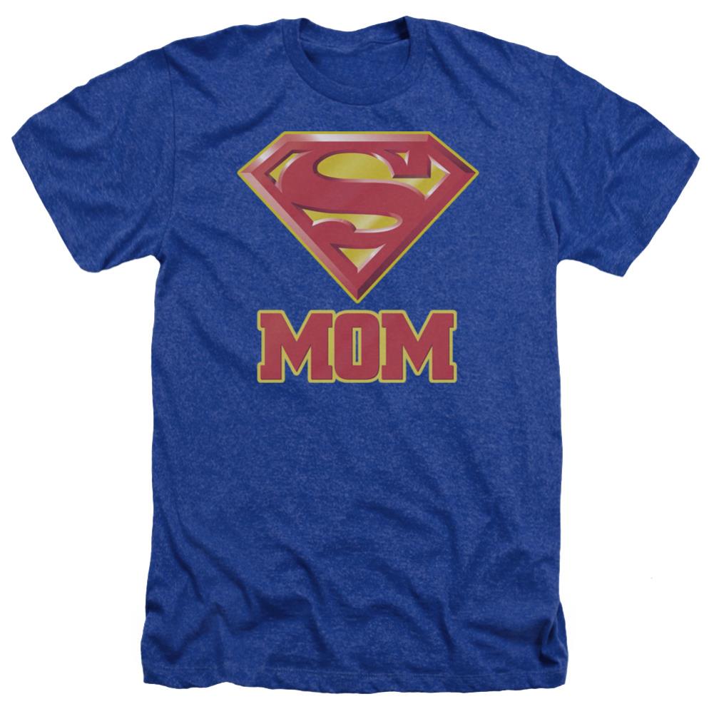 Superman Super Mom Men's 30/1 Heather 60 40 Poly SS T
