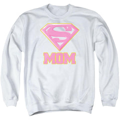Superman Super Mom Pink Men's Crewneck 50 50 Poly LS T