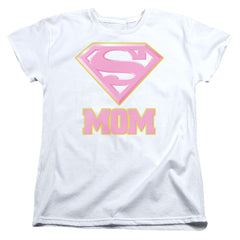 Superman Super Mom Pink Women's 18/1 Cotton SS T