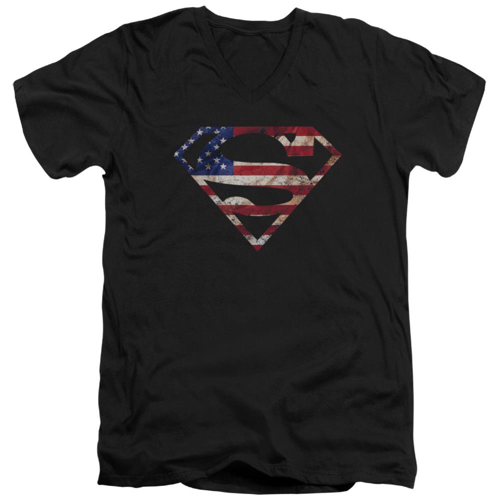 Superman Super Patriot Men's 30/1 Cotton Slim V-Neck T