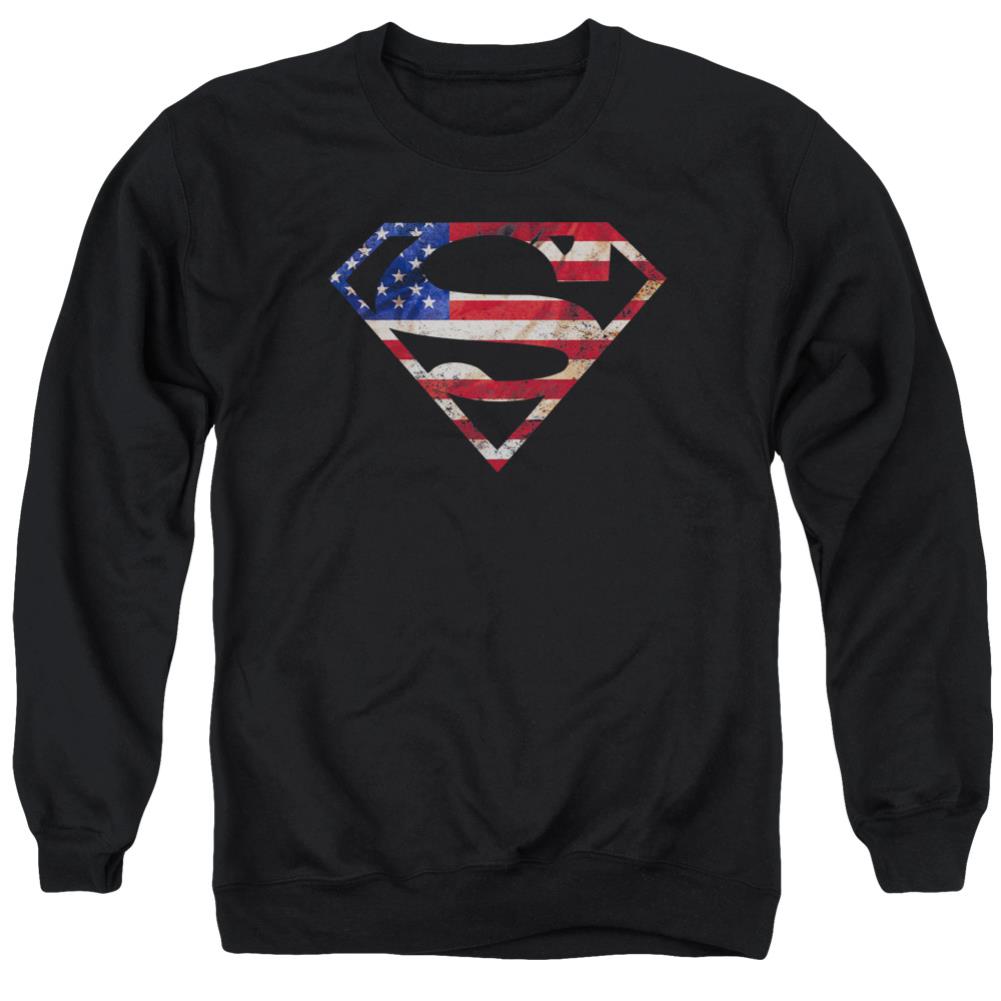 Superman Super Patriot Men's Crewneck 50 50 Poly LS T