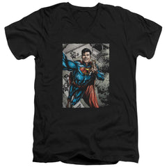 Superman Super Selfie Men's 30/1 Cotton Slim V-Neck T