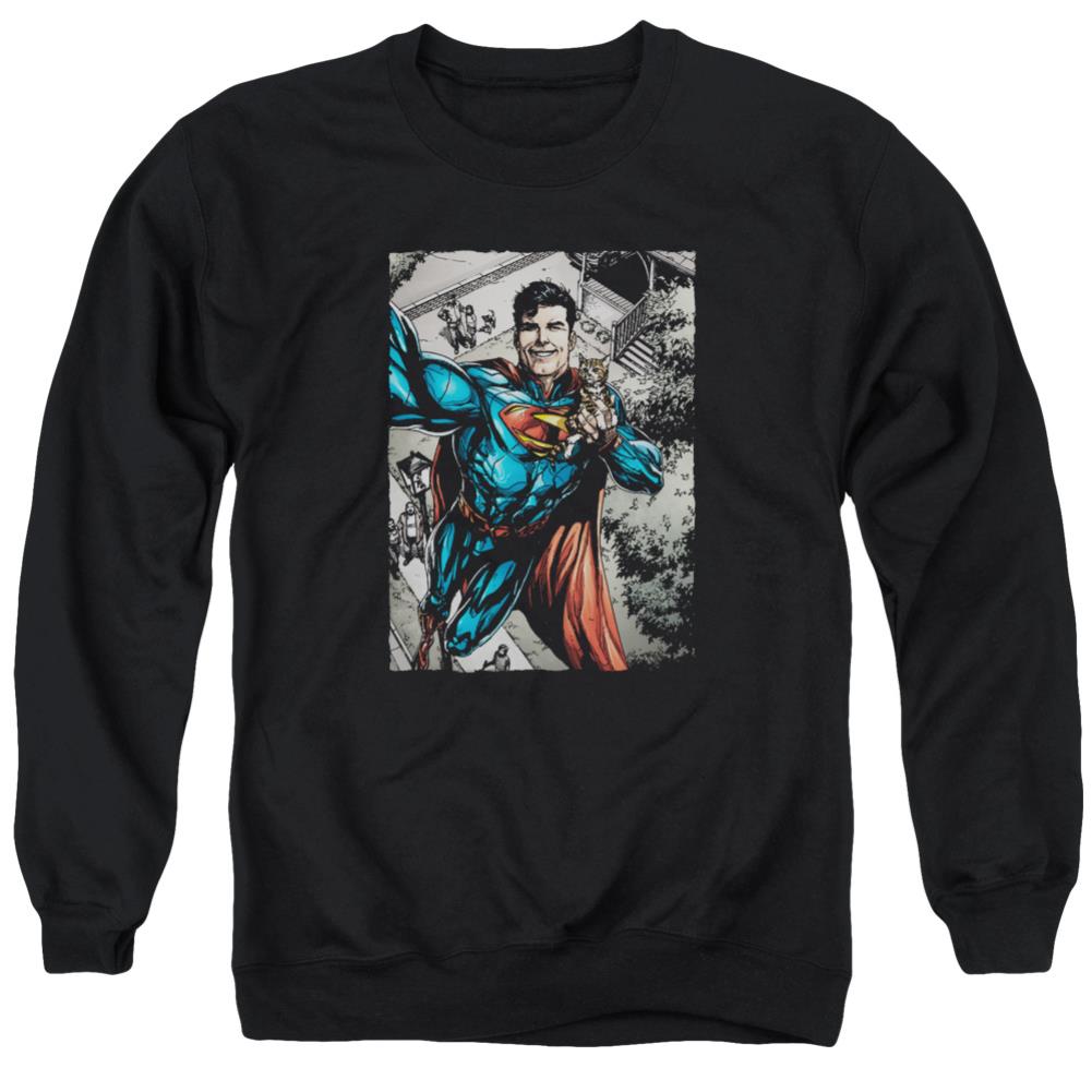 Superman Super Selfie Men's Crewneck 50 50 Poly LS T