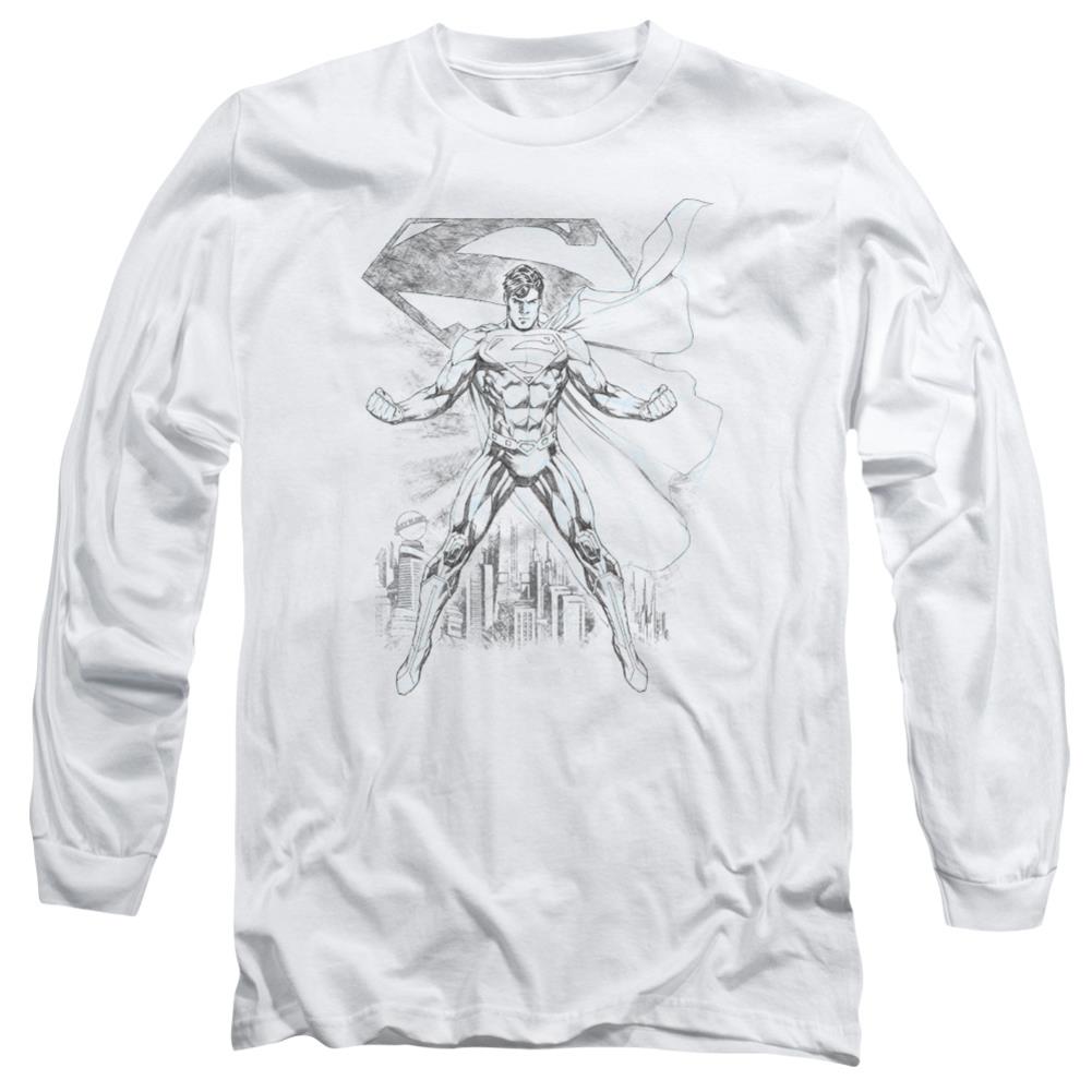 Superman Super Sketch Men's 18/1 Cotton LS T