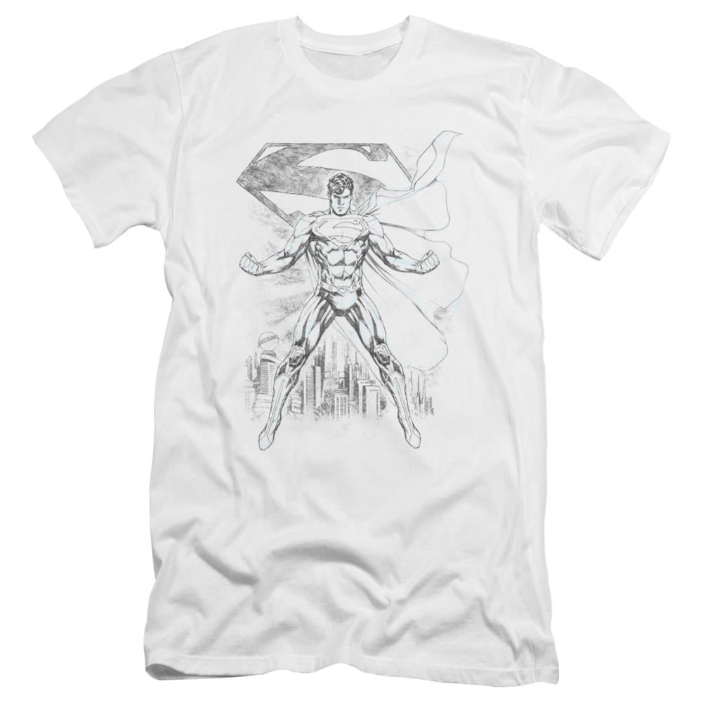 Superman Super Sketch Men's Ultra-Soft 30/1 Cotton Slim SS T