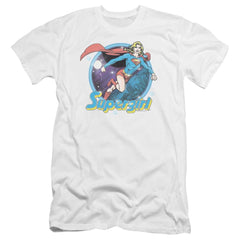 Superman Supergirl Airbrush Men's Ultra-Soft 30/1 Cotton Slim SS T