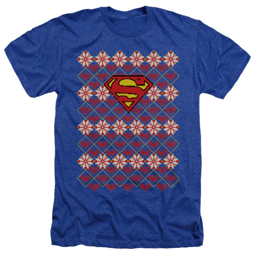 Superman Superman Christmas Sweater Men's 30/1 Heather 60 40 Poly SS T