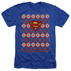 Superman Superman Christmas Sweater Men's 30/1 Heather 60 40 Poly SS T