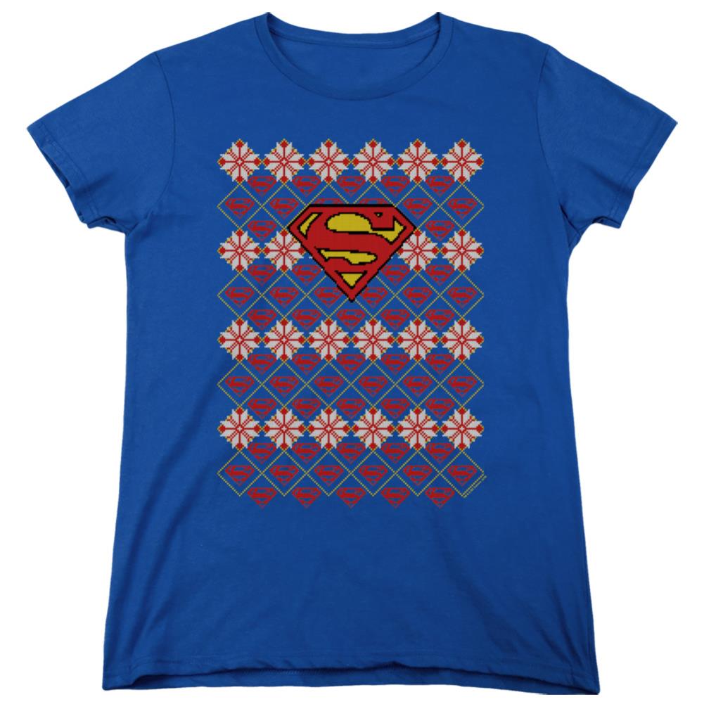 Superman Superman Christmas Sweater Women's 18/1 Cotton SS T