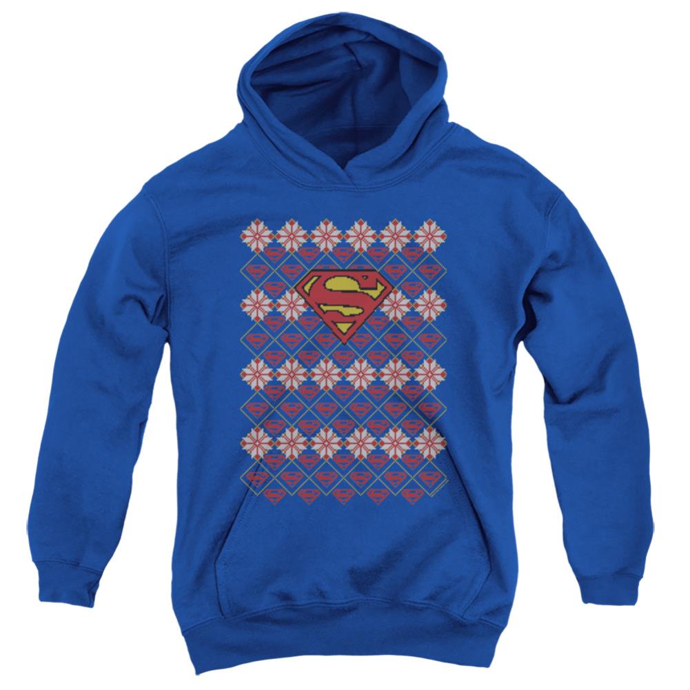 Superman Superman Christmas Sweater Youth Cotton Poly Pull-Over Hoodie