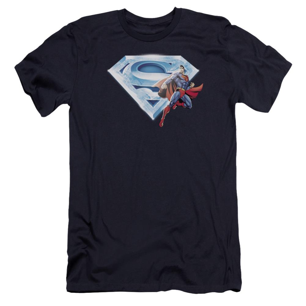 Superman Superman & Crystal Logo Men's Ultra-Soft 30/1 Cotton Slim SS T