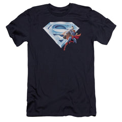 Superman Superman & Crystal Logo Men's Ultra-Soft 30/1 Cotton Slim SS T