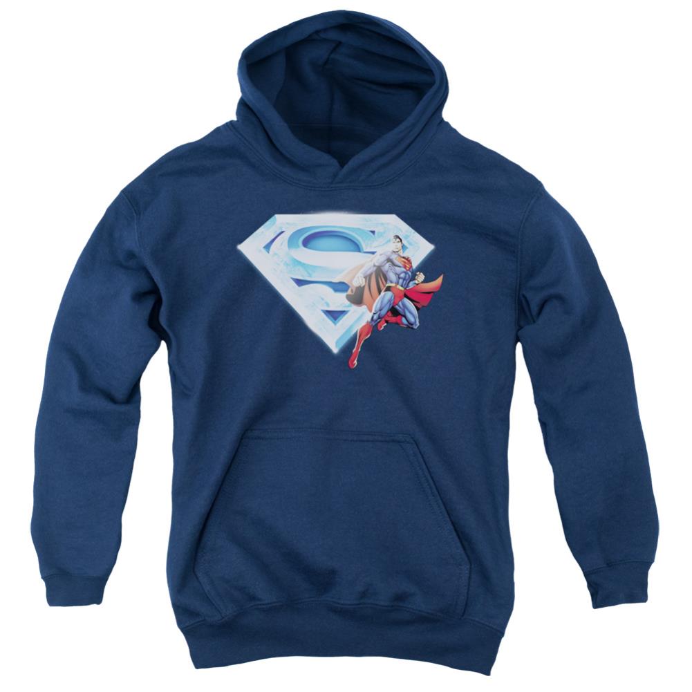 Superman Superman & Crystal Logo Youth Cotton Poly Pull-Over Hoodie