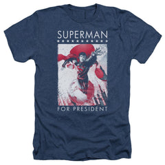 Superman Superman For President Men's 30/1 Heather 60 40 Poly SS T