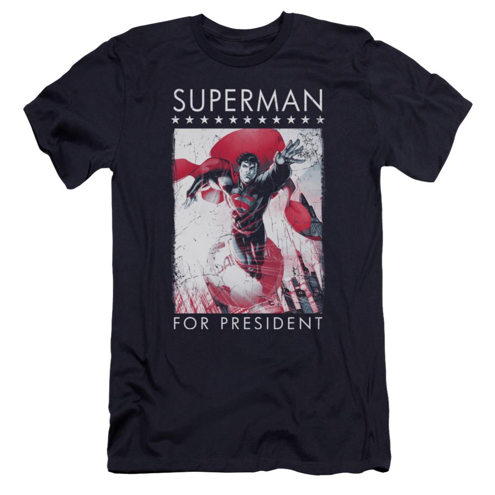 Superman Superman For President Men's Ultra-Soft 30/1 Cotton Slim SS T