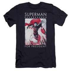 Superman Superman For President Men's Ultra-Soft 30/1 Cotton Slim SS T
