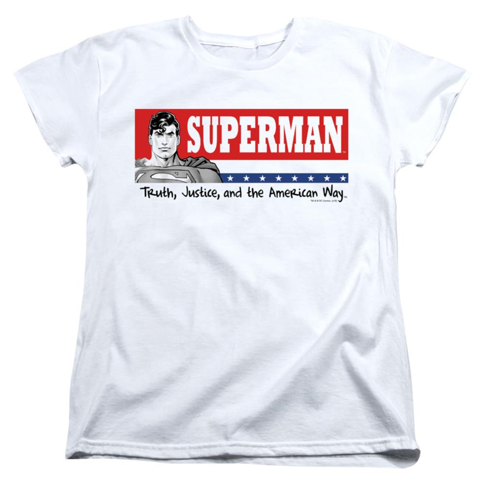 Superman Superman For President Women's 18/1 Cotton SS T