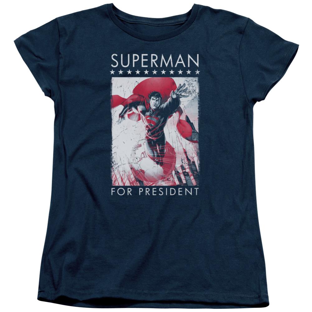 Superman Superman For President Women's 18/1 Cotton SS T