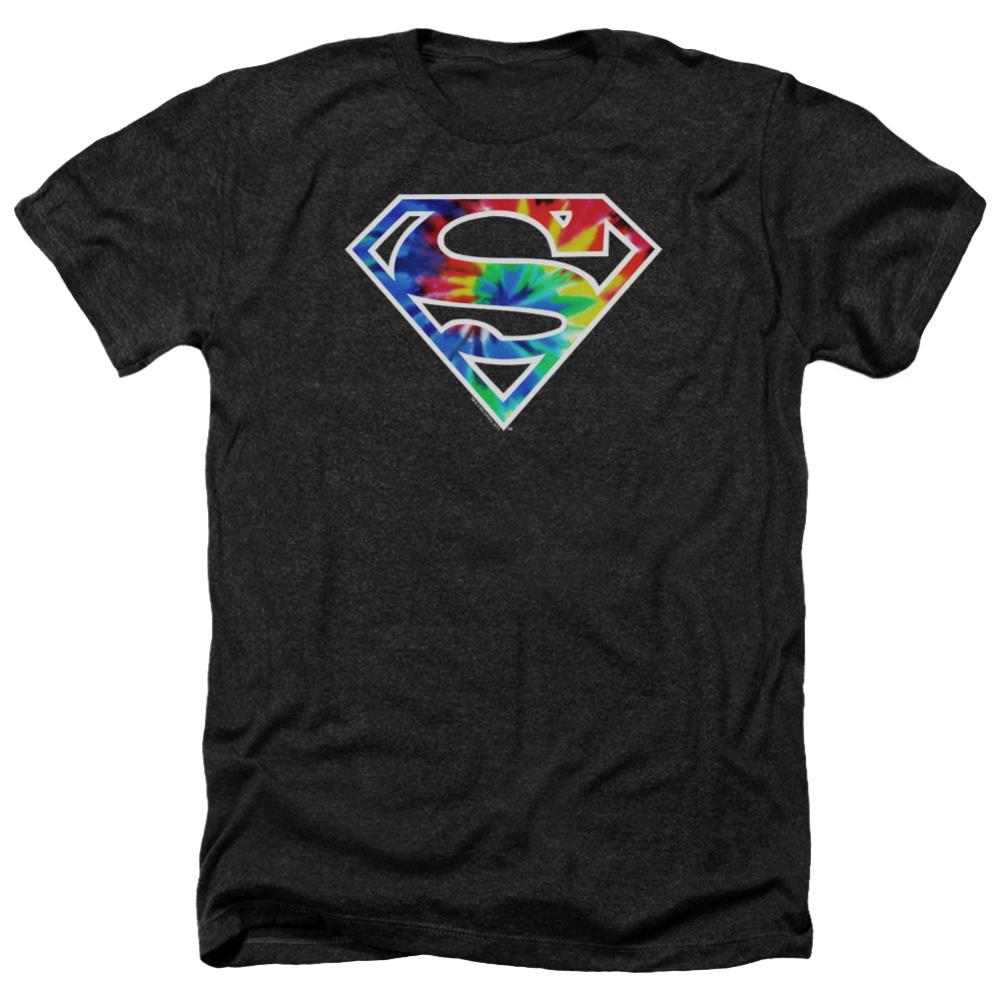 Superman Superman Tie Dye Logo Men's 30/1 Heather 60 40 Poly SS T