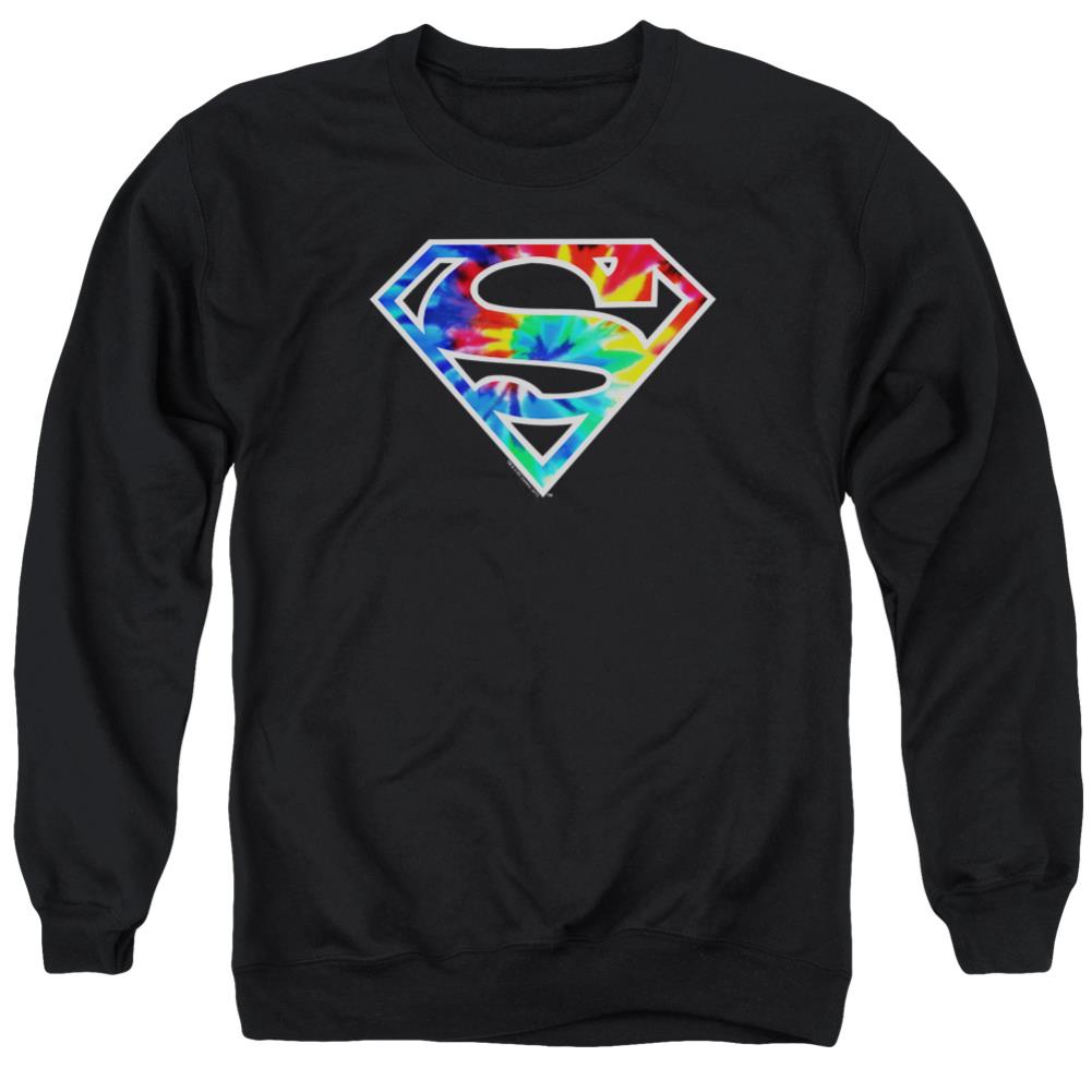 Superman Superman Tie Dye Logo Men's Crewneck 50 50 Poly LS T
