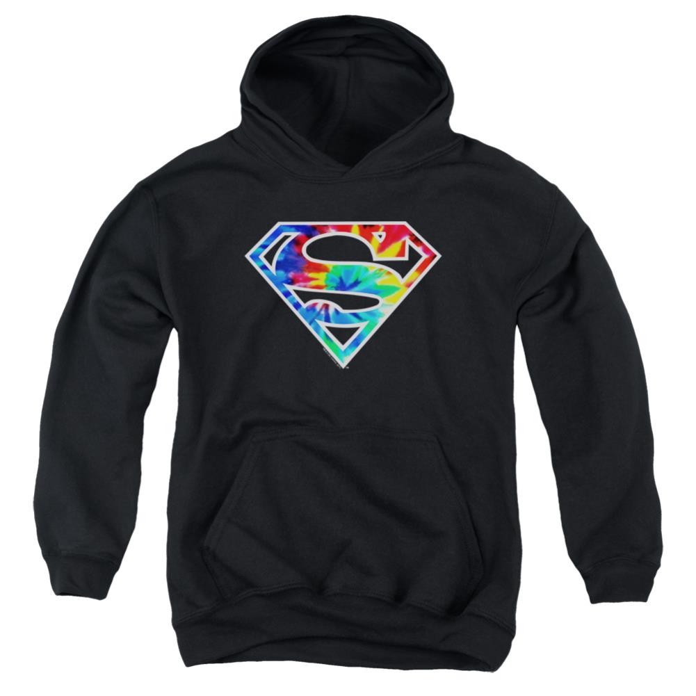 Superman Superman Tie Dye Logo Youth Cotton Poly Pull-Over Hoodie