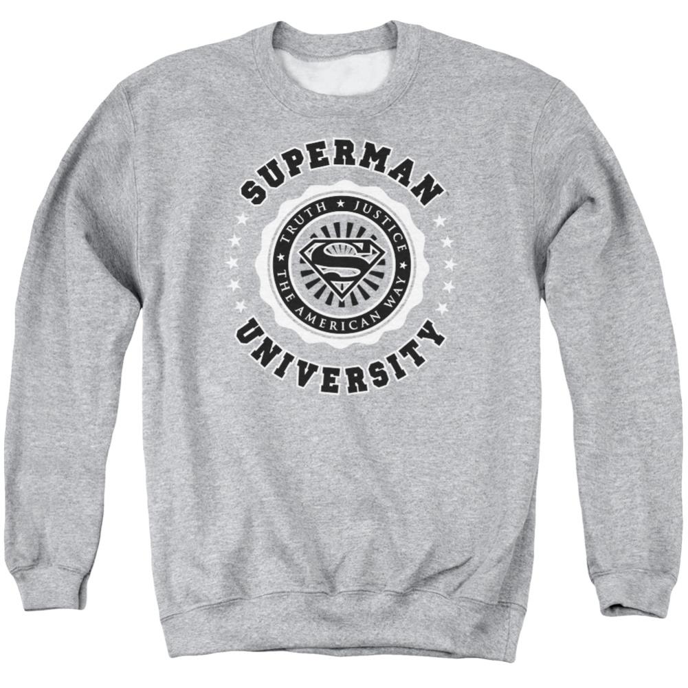Superman Superman University Men's Crewneck 50 50 Poly LS T