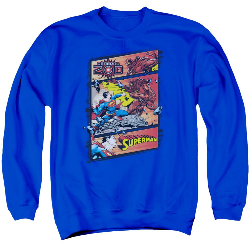 Superman Superman Vs Zod Men's Crewneck 50 50 Poly LS T