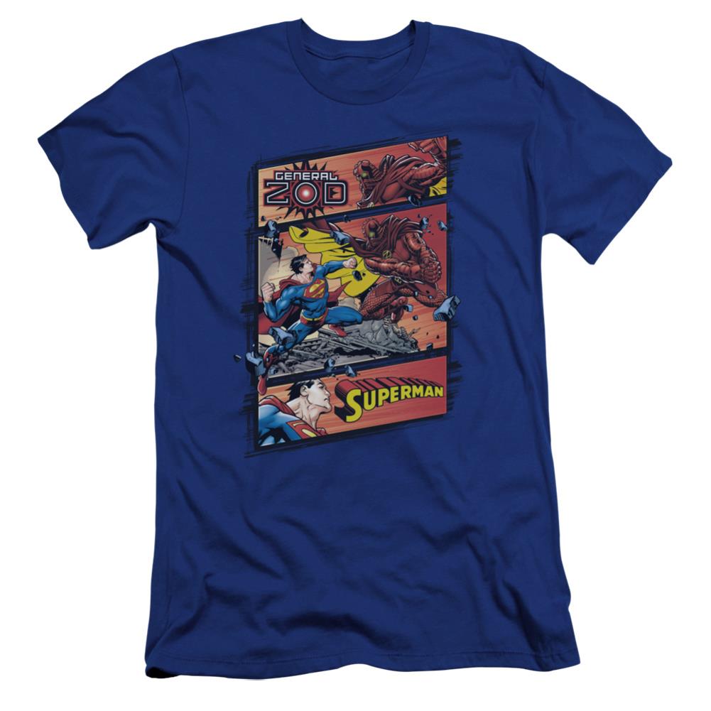 Superman Superman Vs Zod Men's Ultra-Soft 30/1 Cotton Slim SS T