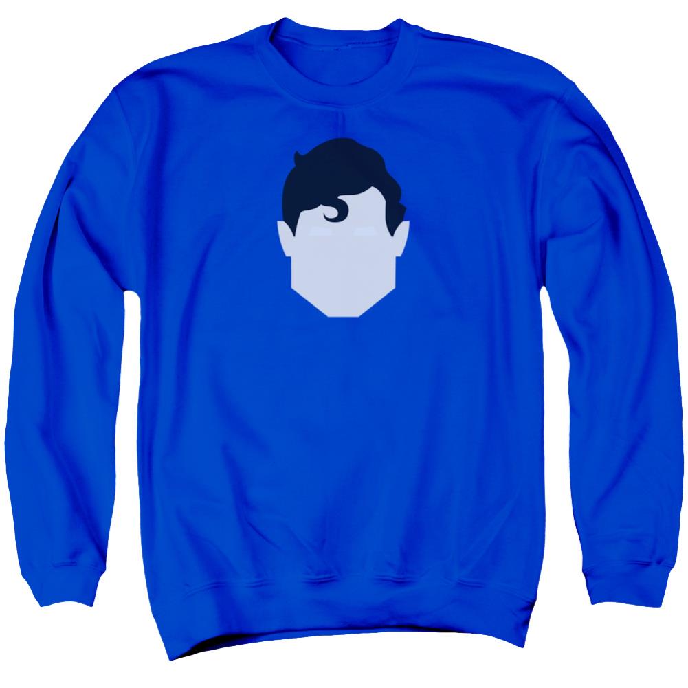 Superman Supes Head Men's Crewneck 50 50 Poly LS T